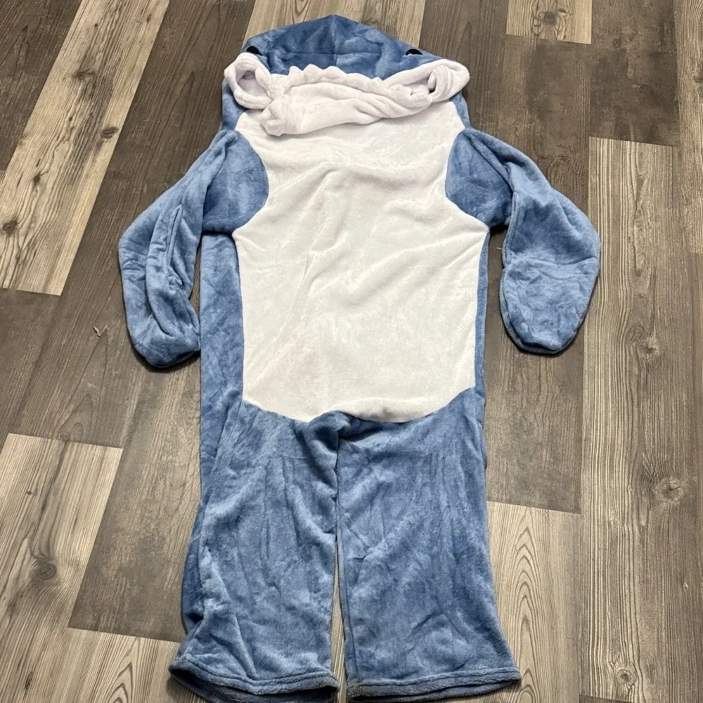 Halloween Collection Blue & White Shark Costume Hooded Onesie Costume M - Picture 1 of 6
